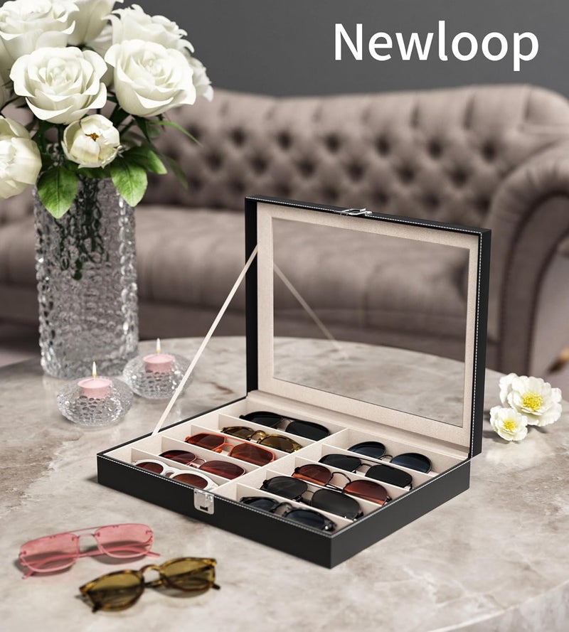 NEWLOOP Store 10/30 Slots Sunglass Organizer for Multiple Pairs of Eyeglass See-through Display Case Storage Box for Women Men - Image 2